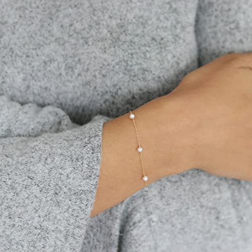 Dainty Pearl Choker Necklace 18K Gold Plated Adjustable Pearl Beaded Chain Necklace Bridesmaid Wedding Jewelry for Women3