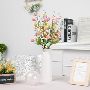 Rosecraft artificial easter flower 5 pcs easter colorful egg berries decorations spring flower stems egg twig branches for home party vase flower arrangement centerpiece decor  urban country home decor