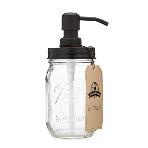 Jarmazing Products Mason Jar Soap Dispenser - Black - with 16 Ounce Ball Mason Jar - Made from Rust Proof Stainless Steel