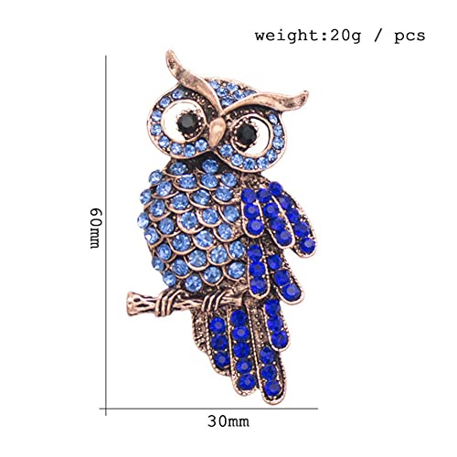 Image of Crystal Owl Brooches For Women Cute Big Blue Eye Owl Bird Brooch Pin Rhinestone Animal Brooch Pins Fashion Jewelry Accessories for Women Men Gift