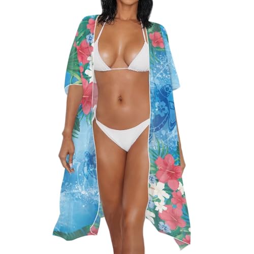 KEIAHUAN Kimono Swimsuit Cover Ups for Women Open Front Long Cover Up Long Loose Casual Summer Tops