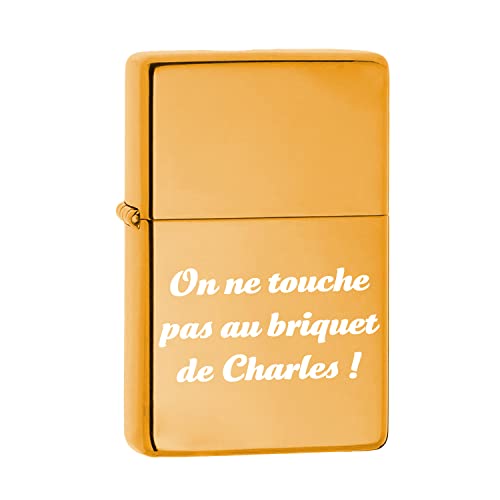 KDO MAGIC - Briquet personnalisé - Briquet tempête Personnalisable avec Un prénom - Couleur Or - Cadeau pour Homme, fête des pères, Anniversaire, Noël (Modèle Texte) Cover