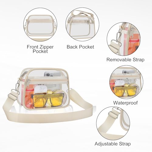 Image of Clear Bag for Stadium Events Clear Sports Fan Handbags Purses with Adjustbale Strap for Concerts Festivals Game Day