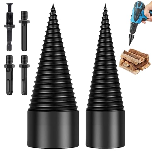 Broca para leña, 6 Piezas Partir Madera Cono De Taladro, Cono de Tornillo Divisor de Mader, cono de madera dividida, Cono De Perforación De Madera Divisor, para Dividir Troncos, Taladro Eléctrico
