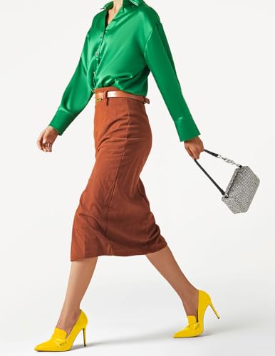 Saekcted Womens Stiletto High Heel Pointed Toe Pumps Loafers Shoes Slip-on Office Basic Classic 3.9 Inches Heels2