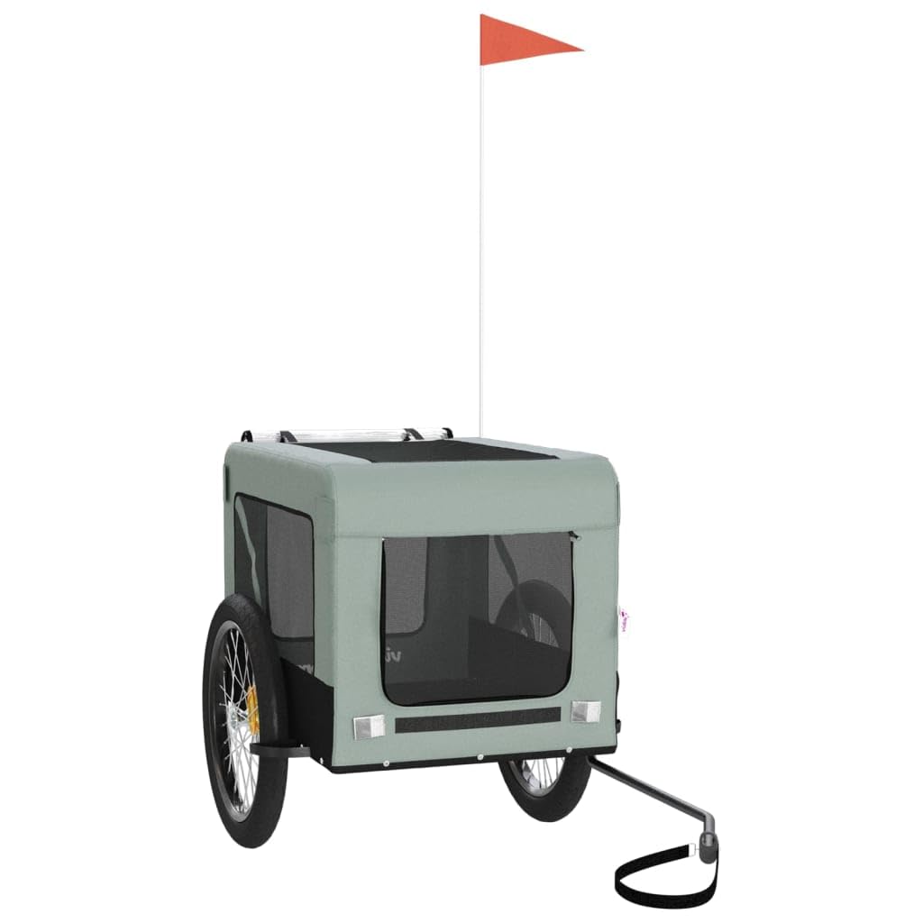 vidaXL Pet Bike Trailer Grey and Black Oxford Fabric&Iron