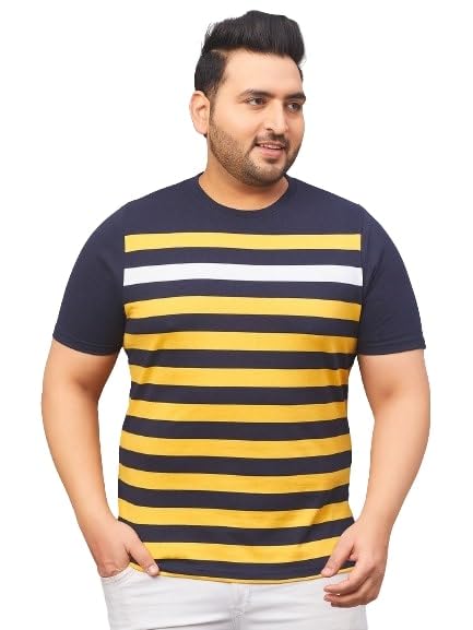 Image of AUSTIVO Men's Plus Size Half Sleeve Striper T-Shirt 191A