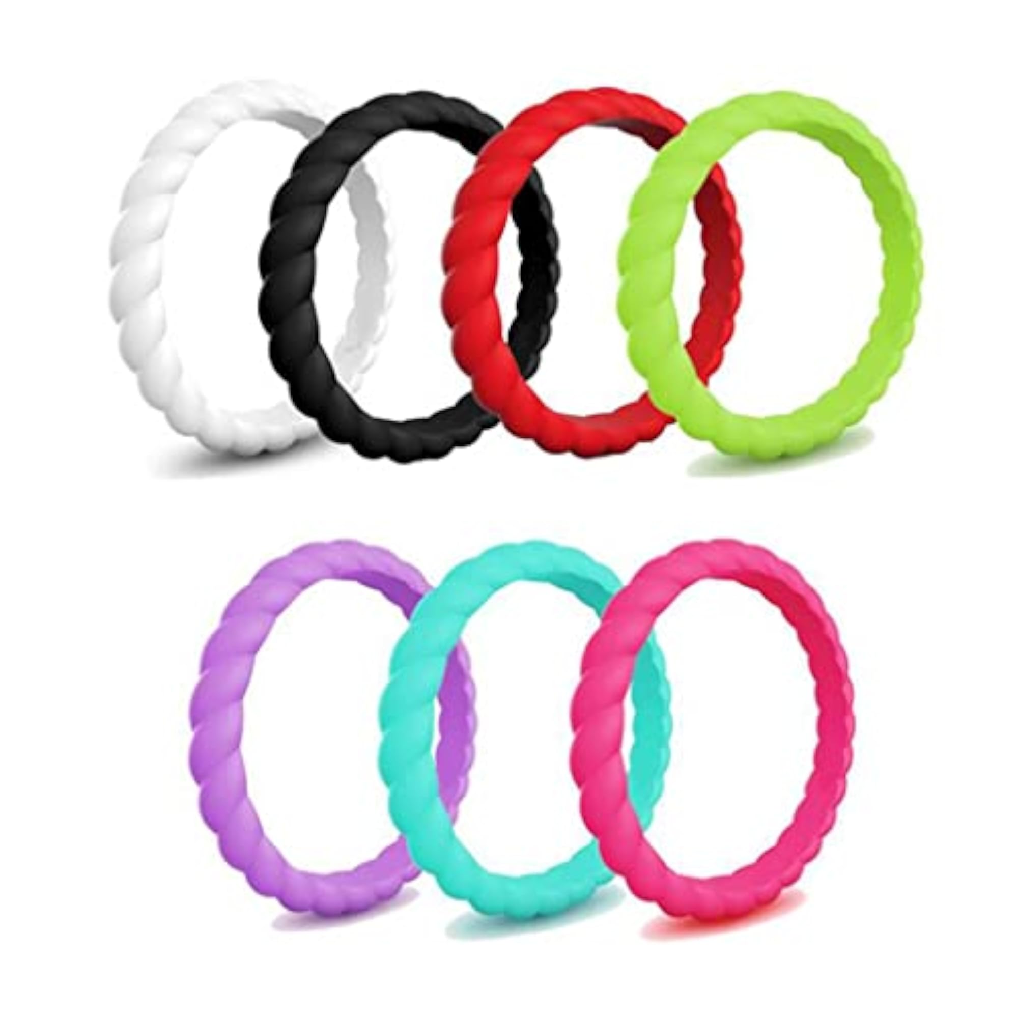 7Pcs Flexible Rubber Silicone Wedding Ring Band Set
