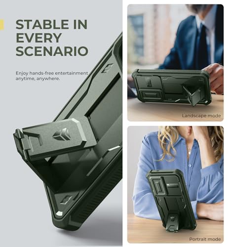 Image of Dexnor for Samsung Galaxy S25 Case with Built-in Slide Camera Cover & Screen Protector & Kickstand,Heavy-Duty Shockproof Rugged Case Full-Body Bumper Protective Cover for Galaxy S25(2025),Army Green