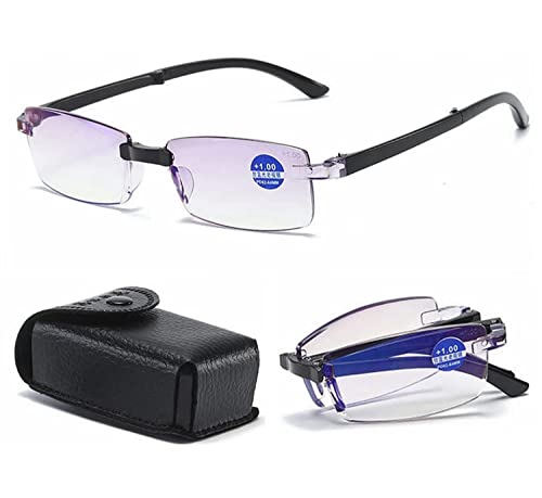 TLRONVIE NEW Fold Flat Sapphire High Hardness Anti-blue Progressive Farm & Near Dual-use Reading Glasses (+3.50/ (65-70))