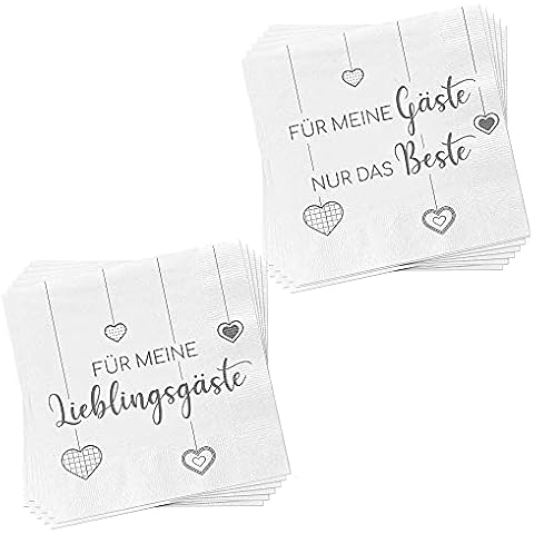 Juego de 40 servilletas para invitados con 2 diseños y texto Cover