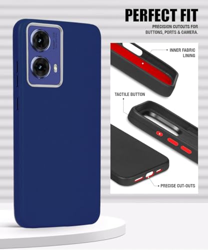 Image of WOW IMAGINE Back Cover for Motorola Moto G85 5G | Ultra Slim Flexible Non-Slip Grip | Inner Fabric | Metal Camera Ring & Lightweight Soft Silicone Mobile Case - Blue