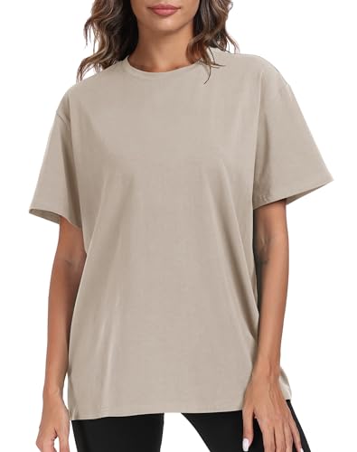 PRIMODA Womens Oversized Short Sleeve T Shirts Trendy Crew Neck