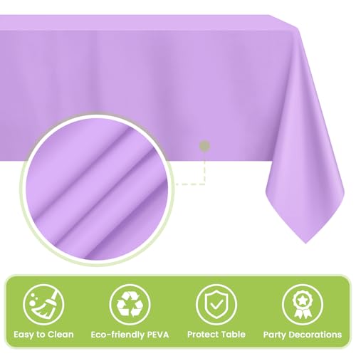 Image of Mulbozy 4 Pcs Light Purple Plastic Table Cloth, 54x108inch, Lavender