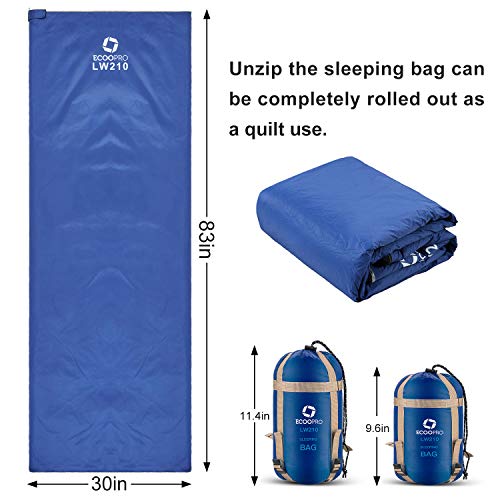ECOOPRO-Warm-Weather-Sleeping-Bag-Portable-Waterproof-Compact-Lightweight-Comfort-with-Compression-Sack-Great-for-Outdoor-Camping-Backpacking-Hiking-83-L-x-30-W-Fits-Adults