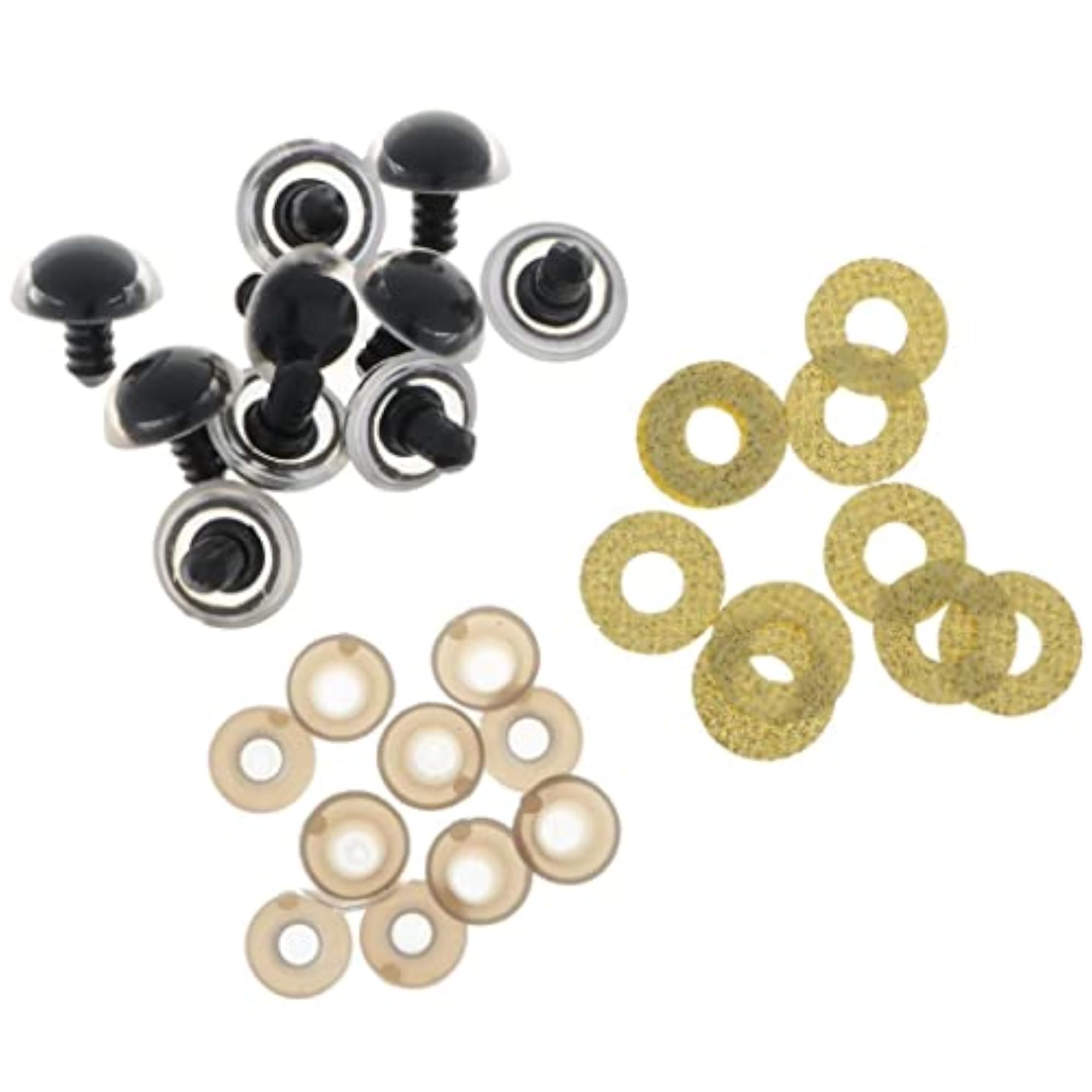 10pcs PP Safety Toy Eyes with Glitter Nonwovens, 24mm