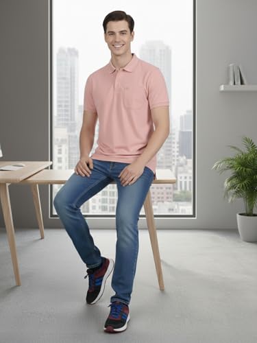 Image of Lux Cozi Men's Cotton Blend Polo T-Shirt with Chest Pocket | Collar T-Shirts for Men | Half Sleeves | Plain - Regular Fit (Pack of 2)