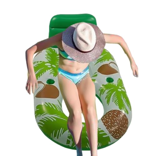 Colchón inflable para piscina, balsa de agua al aire libre, cómodo cuerpo flotante y juguete de piscina, tumbona portátil para piscina, tumbona grande con soporte para bebidas para lago de piscina,