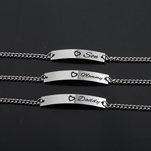 Image of WUSUANED Sn&Daughe&Mommy Bracelet Baptism Bracelet Mom Family Bar Bracelet Set Gift for New Mom&Newborn