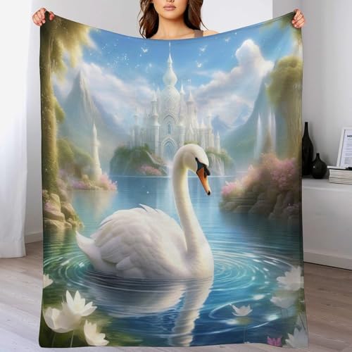 Manta de franela de cisne térmica para abrigarse en el sofá 2
