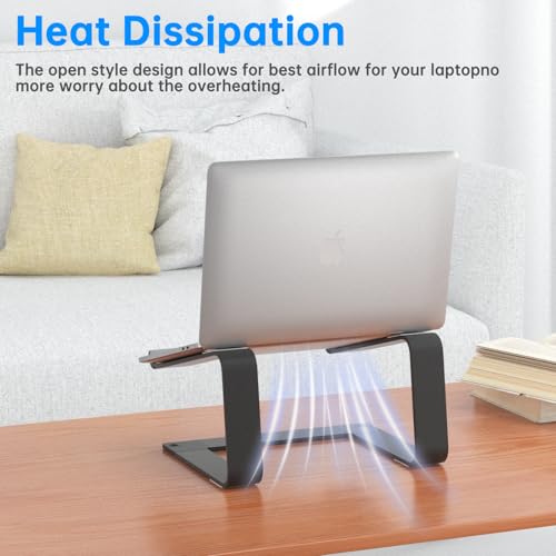 Image of Laptop Stand for Desk Detachable Aluminum Computer Riser Portable Metal Notebook Printer Stand Holder Compatible with MacBook Air, Pro, Dell, HP, Lenovo and All 10-16 inch Laptops, Black