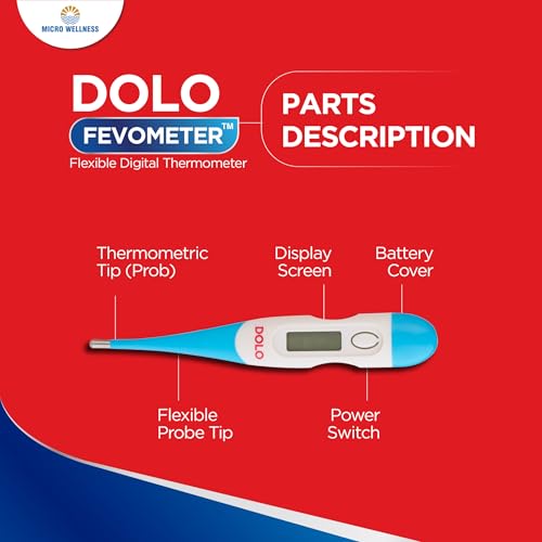 Image of Micro Wellness Dolo Fevometer Medical Digital Fever Thermometer | Easy & Accurate Thermometer with Memory Function | Flexible Tip | Fast Reading | Body Temperature Monitor - Adults & Kids (Pack of 3)