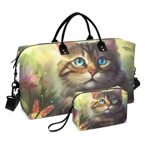 Large Travel Duffel Bag, Hi_01713229951871_ Sports Tote Gym Bag, Shoulder Weekender Overnight Bag for Women Men, Carry On Luggage with Toiletry Bags