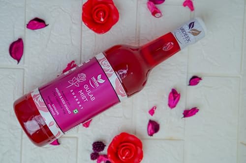 Image of Vaideek Gulab Mist Sharbat 750ml | Rose Syrup Drink with Mishri & Desi Khand | No Refined Sugar Summer Beverage | Citrus Sharbat for Mocktails, Coolers & Refreshing Drinks
