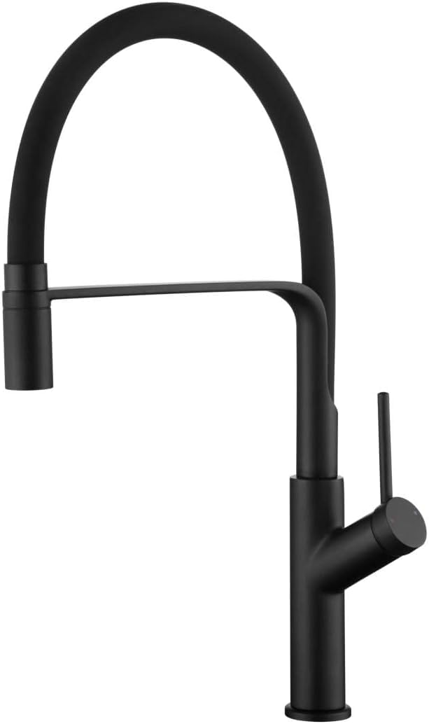 Grifo de cocina monomando para fregadero - flexible - elegante y resistente - Serie SENA (Negro Mate)