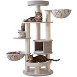 Extra Large Cat Tree for Maine Coon,65 Inches Tall Cat Tree Tower for Indoor Cats Large Adult 20 lbs,XXL Heavy Duty Luxury Sturdy Cat House with Big Hammock,Sisal Scratching Post,Condo
