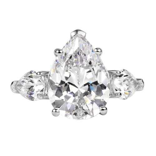 Michooyel S925 5.0ct Pear Cut Engagement Ring Cubic Zirconia Sterling Silver Wedding Ring Bridal Ring Band Fine Jewelry For Women