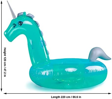 Myir Giant Inflatable Transparent Unicorn Sequin Float, Large Outdoor Swimming Pool Float Toy Raft Lounger River Beach for Adults Kids (Transparent Unicorn)