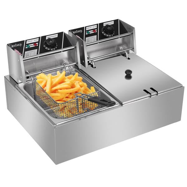 MJMLUCK Freidoras eléctricas con Cesta extraíble | Freidoras eléctricas de Aceite con Doble Tanque, 5000 W máx., 110 V, 12,7 qt/12 l