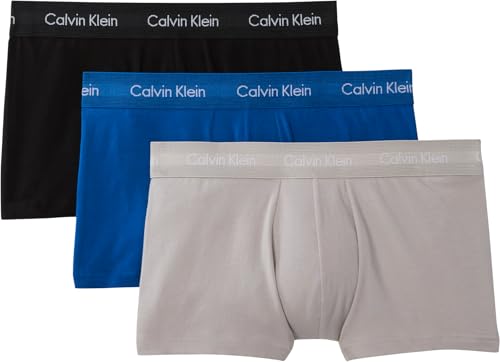 Calvin Klein Low Rise Trunk 3Pk Erkek Boxer, CLASSIC BLUE/PORPOISE/BLACK, M