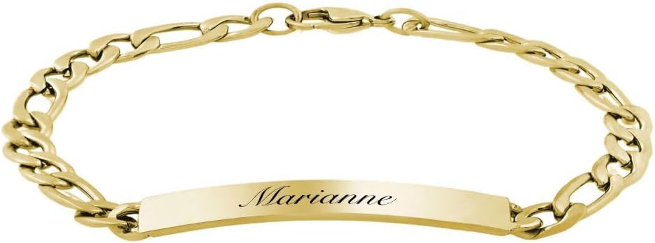 A & L Engraving Personalized Gold Stainless Steel Ladies Thin ID Bracelet Custom Engraved Free - Available in 7", 7.5" or 8" - Ships from USA