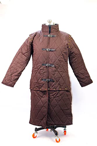 Image of AnNafi Thick Padded Medieval Gambeson Armor | Theater Costumes Full Sleeves| Cotton Fabric Aketon Jacket | Arming Doublet