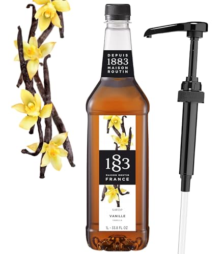 Vanilla Syrup for Coffee 33.8 Ounces with Pump - 1883 Vanilla Coffee Syrup, Made in France