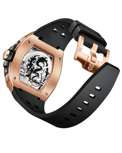 Image of OLEVS Automatic Watch for Men 44MM Large Dial Frosted Gold Octagon Self-Winding Diamond Waterproof Stainless Steel Wrist Watches Tourbillon Skeleton Mechanical