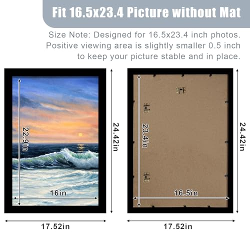Image of LUCKYLIFE 16.5x23.4 Frame in Black, Gallery Frame for Wall Mounting, 2 Pack