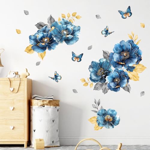 Vinilo decorativo floral azul 35x12 pulgadas para pared miniatura 3