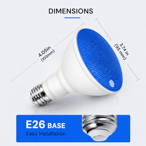 Image of L LOHAS LED Blue Flood Light Bulbs, PAR30 Flood Light Bulbs Outdoor