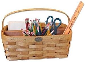 Peterboro Baskets Handy Countertop Desk Condiment Organizer Caddy Storage Wood Basket - Honey Finish