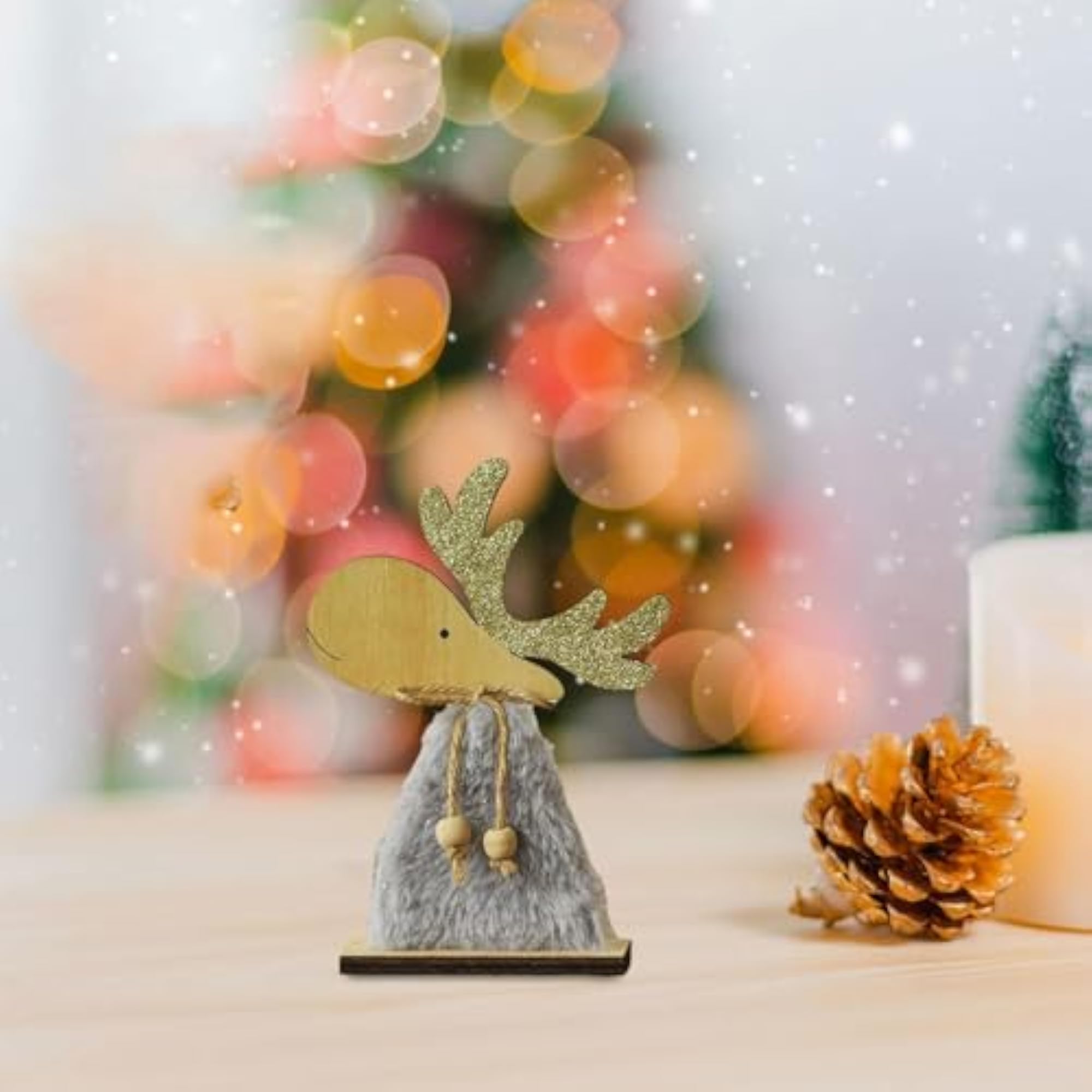 Wooden Christmas Decorations Rustic Elk Figurine