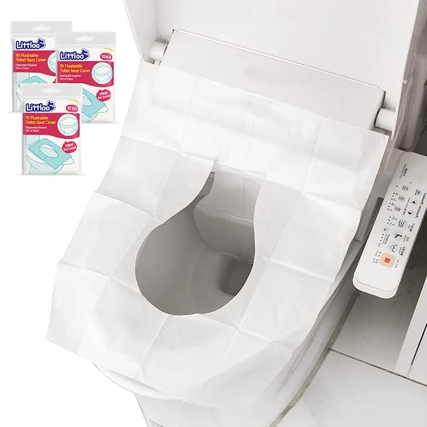 Littloo Flushable Toilet Seat Covers – 10 Pcs | Disposable, Biodegradable & Hygienic Paper Seat Covers | Travel Essentials | Fits Most Toilets | Ideal for Public Restrooms (Pack of 3)-image-48