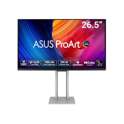 Image of ASUS ProArt Display 27 inch 4K UHD Professional Monitor (PA27UCDMR) - QD-OLED (3840 x 2160), 99% DCI-P3, Auto Calibration, ΔE<1, Calman Ready, 240Hz, HDR-10, Thunderbolt, Ergonomic, 3 yr Warranty