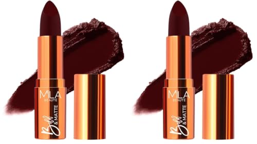 Image of Mila Beaute Bold & Matte Long-Lasting Lipstick | Highly Pigmented Soft Matte Finish | Lightweight & Hydrating with Jojoba Oil | Shade - (Truffle 4.2g) (Pack of 2)