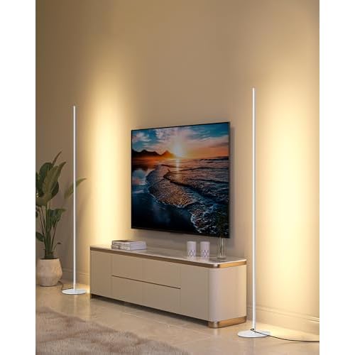 DEWENWILS Floor Lamps for Living Room, Set of 2 LED Corner Light Works with Foot Switch, 1100 LM Dimmable Floor Lamp with 3000K Warm White, 57.5" Standing Lamp for Living Room, Bedroom, Offi