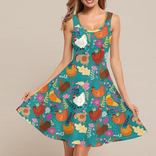 Image of Renewold Women's Sleeveless Tank Dress with Pockets, Casual Scoop Neck A-Line Sundress for Summer, Travel and Vacation