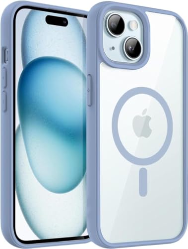 Image of DIZORO Compatible iPhone 15 Case,Compatible with MagSafe, Non Yellow Military-Grade Drop Protection & Hard PC Back Cover Slim Transparent Anti-Scratch Shockproof Phone Case (Official Blue)