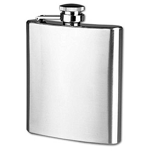 OcioDual Petaca Acero Inoxidable 7 oz 200 ml 11 x 9 cm Tapon Rosca Hip Flask Stainless Steel Drink Whiskey Vodka Case Holder
